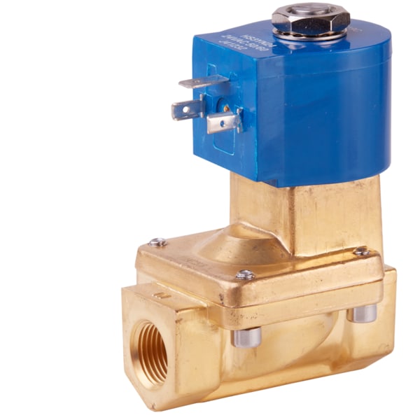 Solenoid Valve, 2-Way, 1/2 in Pipe Size, 120V/60V, 110V/50V, Diaphragm, Pilot Operated, Brass, NBR
